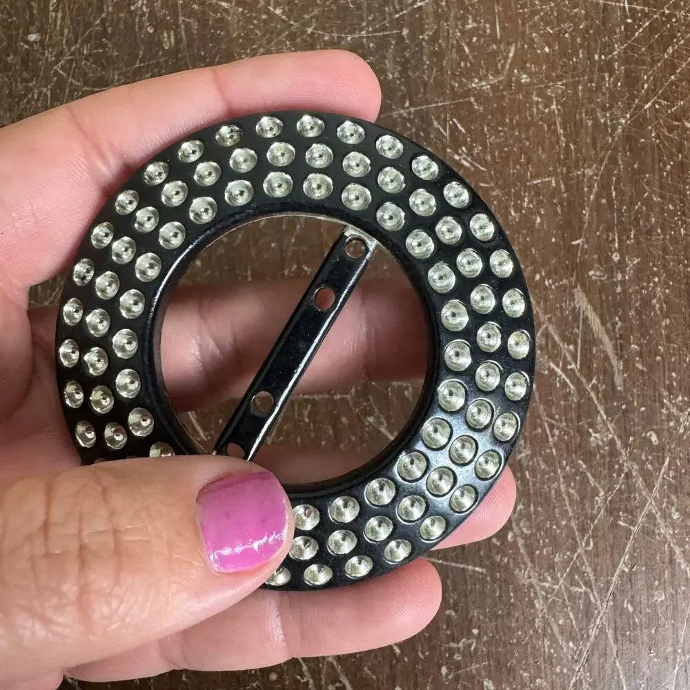 Vintage Plastic Black Silver Illusion‎ Rhinestone Belt Scarf Tie